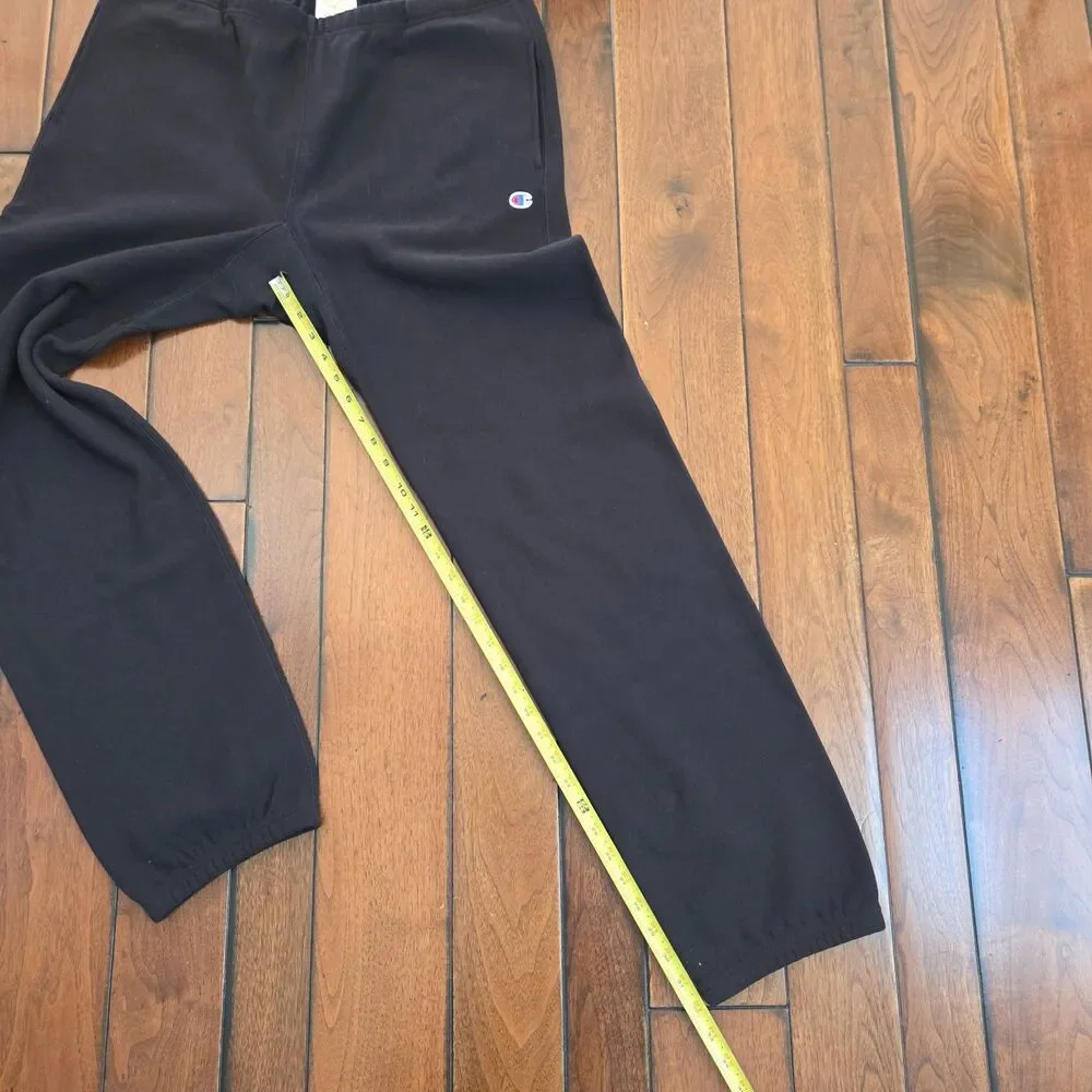 Vintage Champion Reverse Weave Sweatpants 2XL XXL Black Warmup Thick Joggers Y2K